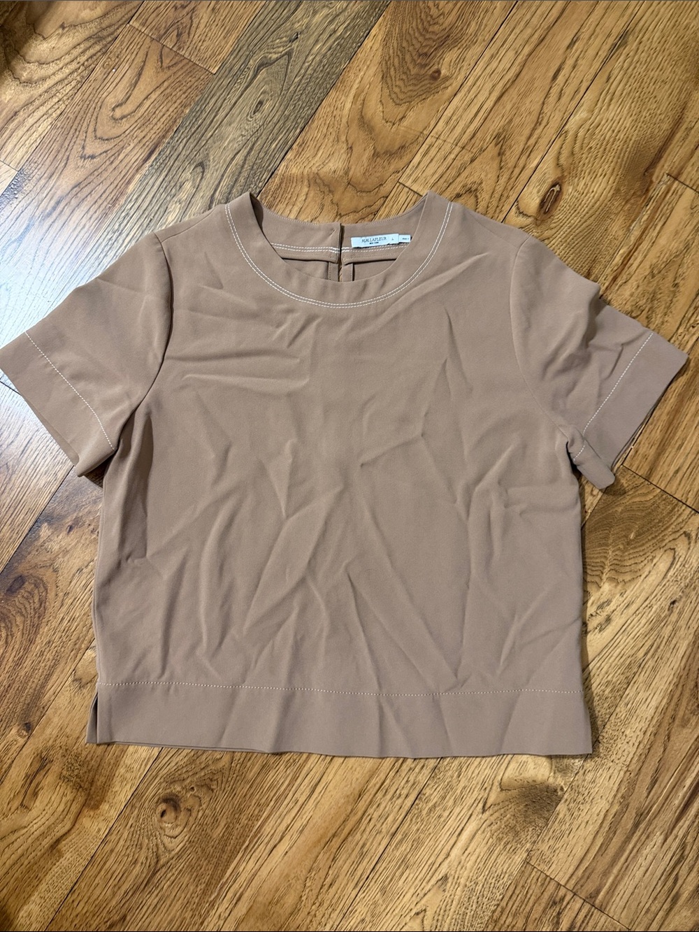M.M. LaFleur Short Sleeve Crewneck Top in Beige